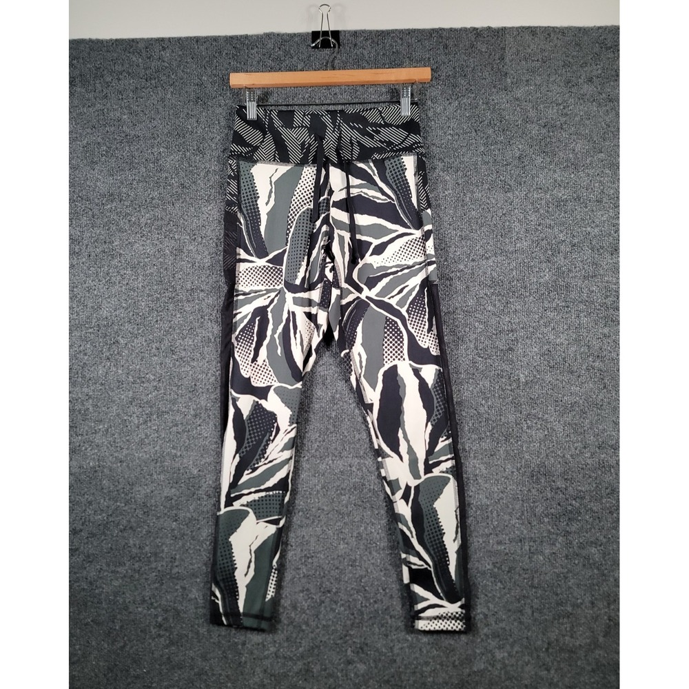 Adidas Leggings Womens Small Floral 7/8 Length High Rise Mesh Gym Drawstring